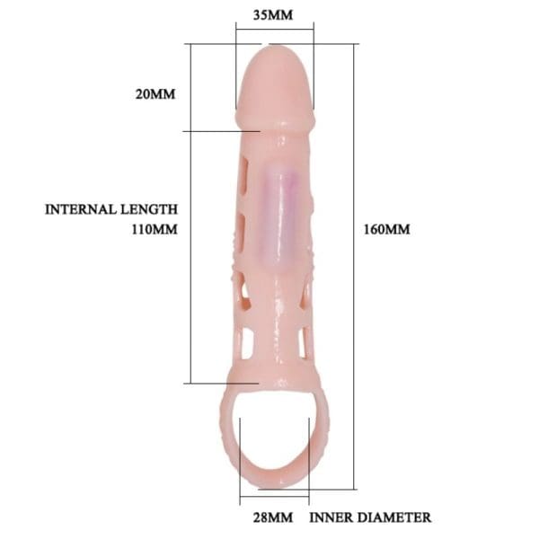 BAILE - PENIS EXTENDER COVER WITH VIBRATION AND NATURAL STRAP 13.5 CM 7